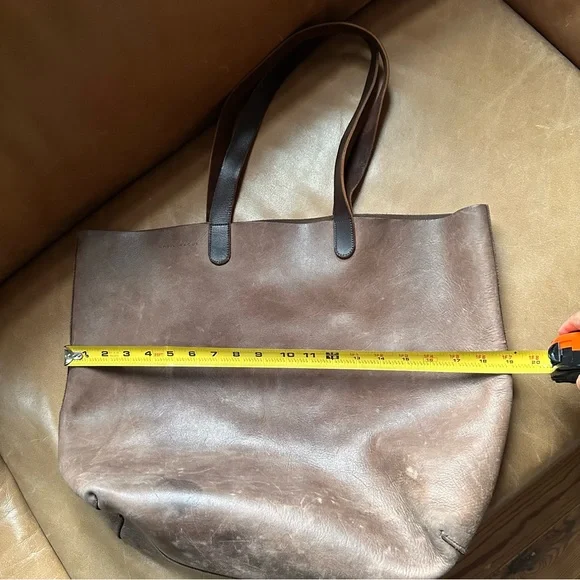 Basil Racuk amazing brown leather tote work bag laptop travel roomy unisex - Picture 12 of 14